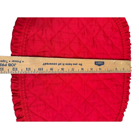 4 Vtg 70s Quilted Red Oval Placemat Ruffled Edges Holiday Table Top decor read - Picture 8 of 15